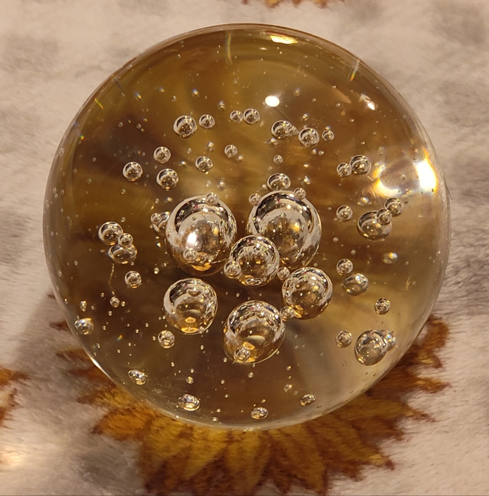 Source Unknown Glass Sphere with Gold and Silver Bubbles